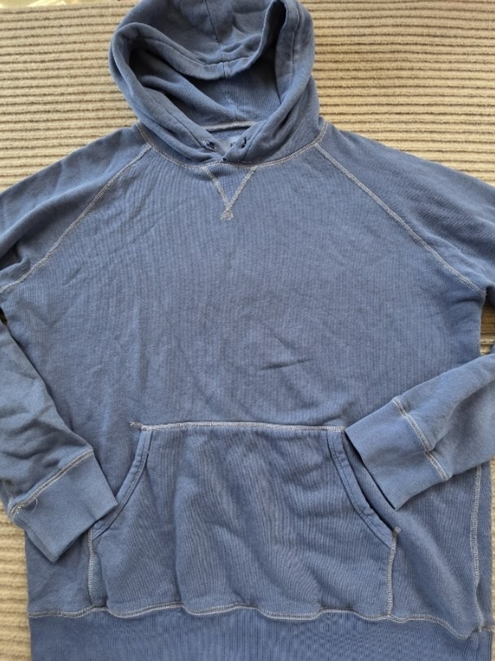 Buck Mason Brushed Loopback Hoodie Mens XL Washed Blue Sweatshirt Pullover